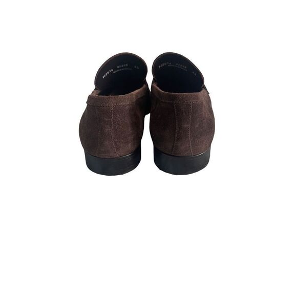 A.Testoni Mens Dark Brown Suede Leather Slip-On Casual Loafer Shoes Size 8.5M